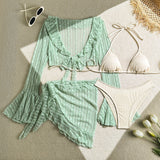 Lace mesh four-piece bikini