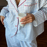 Pijama Algodón Cuadros Azul