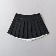 Falda Mini Plisada Efecto Doble