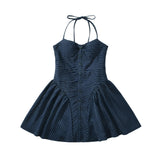 Vestido Strapless Rayas Elegante