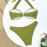 Backless strap solid bikini