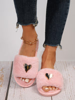Heart charm slippers