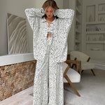 Loose-fitting Long-sleeve Underwear And Pants Pajama Set For Women