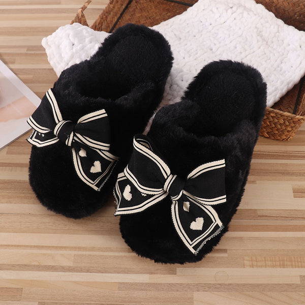Heart bow slippers