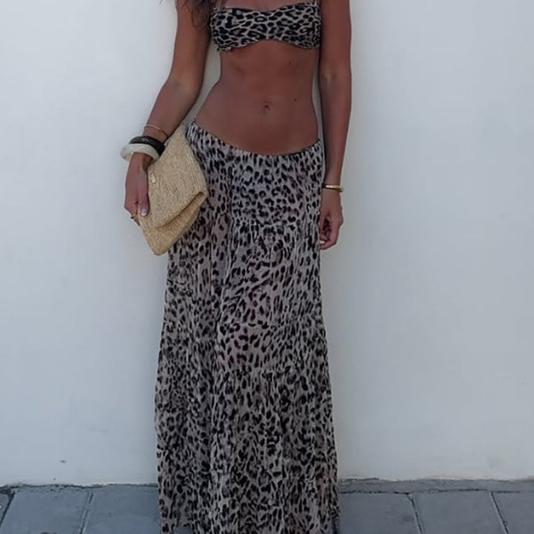 Conjunto Bikini Leopardo con Pareo