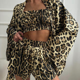 Conjunto leopardo sleepwear crop verano