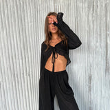 Conjunto Abierto Top y Pantalón Negro