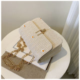 Bolso Paja Flores con Cadena