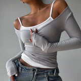 Conjunto Top Bicolor Manga Larga