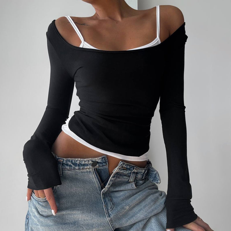 Conjunto Top Bicolor Manga Larga