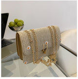 Bolso Paja Flores con Cadena