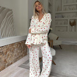 Pijama Corazones Manga Larga Albaricoque
