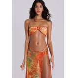 Vintage print three-piece bikini