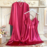 Conjunto Bata y Falda Seda Roja