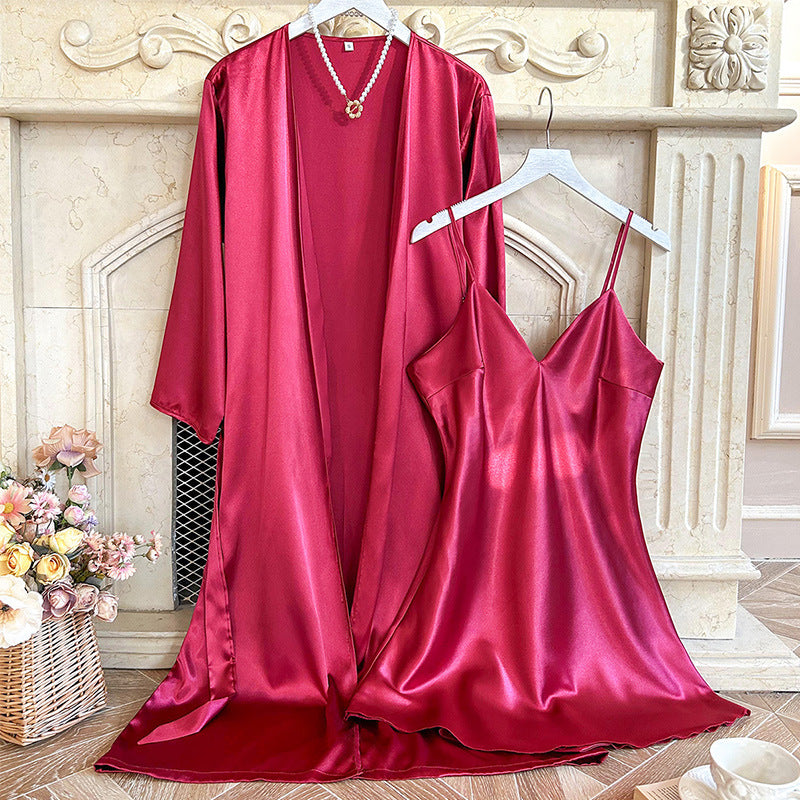 Conjunto Bata y Falda Seda Roja