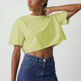 Crop Top Algodón Manga Corta