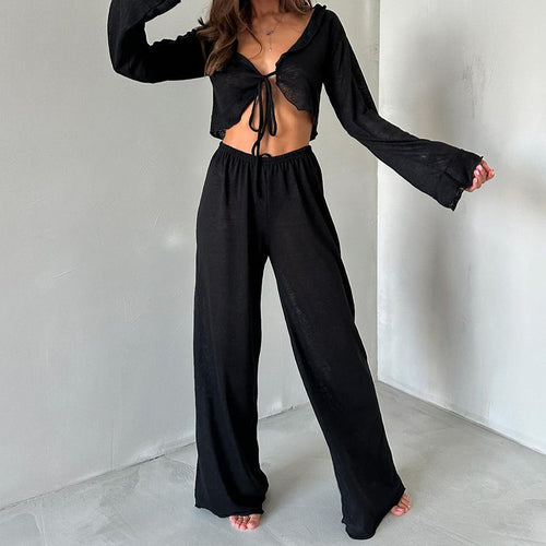 Conjunto Abierto Top y Pantalón Negro