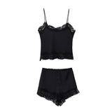 Conjunto Camisola y Shorts Encaje Negro