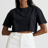 Crop Top Algodón Manga Corta