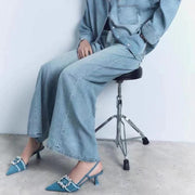 Slingback Denim con Cristales