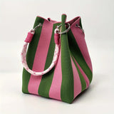 Bolso Cubo Tejido de Punto Rayas