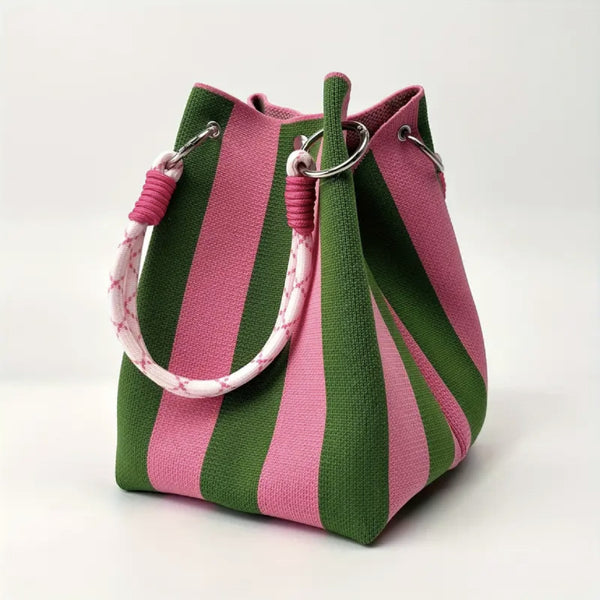 Bolso Cubo Tejido de Punto Rayas