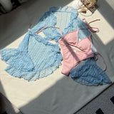 Lace mesh four-piece bikini