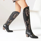 Botas Cowboy Altas Tacón Ancho