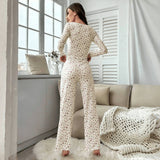 Pijama Floral Manga Larga y Pantalón
