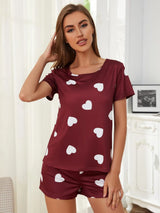 Conjunto Corazones Cuello Redondo y Shorts