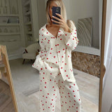 Pijama Corazones Manga Larga Albaricoque