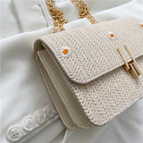 Bolso Paja Flores con Cadena