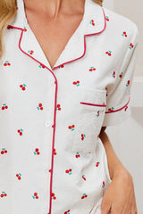 Pijama Estampado Cerezas Camisero