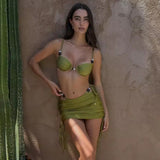 Solid three-piece bikini
