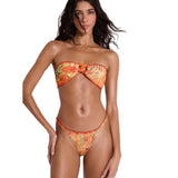 Vintage print three-piece bikini