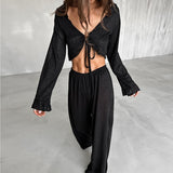 Conjunto Abierto Top y Pantalón Negro