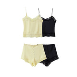 Conjunto Camisola y Shorts Encaje Negro