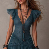 Vestido Mini Azul Marino con Tul