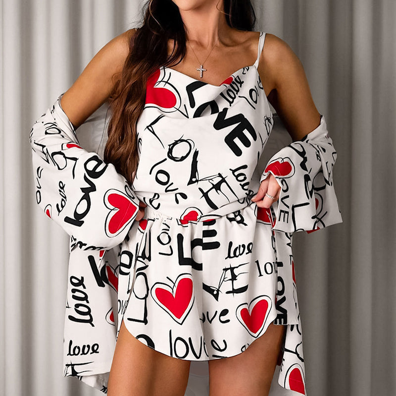 Conjunto Bata Estampado Tres Piezas