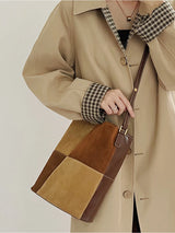 Bolso Cubo Ante Cuadros — Set 2 Piezas