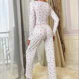 Pijama Corazones Escote V Manga Larga