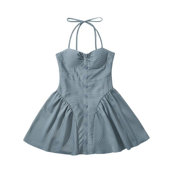 Vestido Strapless Rayas Elegante