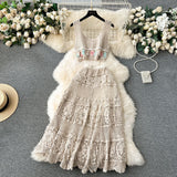 Conjunto Boho Crochet y Falda Punto