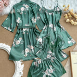 Conjunto loungewear seda cuatro piezas