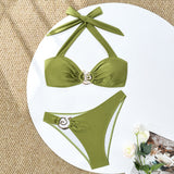Backless strap solid bikini
