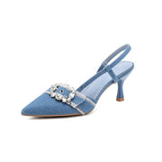 Slingback Denim con Cristales