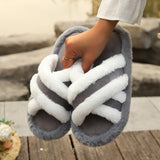 Cross strap platform slippers
