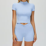 Fashionable Sports Top And Shorts Yoga Set