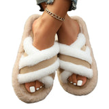 Cross strap platform slippers
