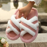 Cross strap platform slippers
